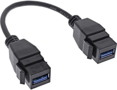USB-A Keystone module - USB-A (v) | USB3.0 5 Gbps | zwart | 0,20 meter