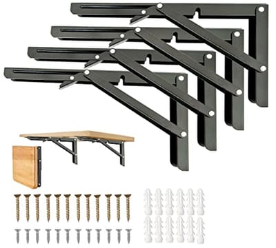 Ruimtebesparende Opvouwbare Plankbeugels - 45 cm - Zware Kwaliteit - Inklapbare Beugels voor Wandmontage