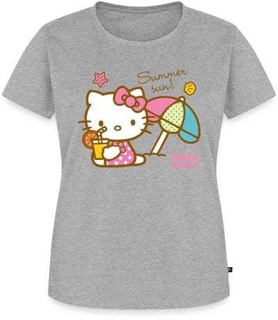 Hello Kitty Op Het Strand Onder Een Zonnescherm Premium T Shirt Dames