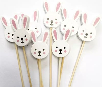 Akyol - konijnen prikkers - cocktailprikkers pasen -sateprikkers pasen -cup cake prikker konijn - haas -10 stuks-cake - taart -verjaardag cup cake topper - Verschillende konijnen-cocktail - prikker paashaas - cocktailprikker konijn-party prikkers pas