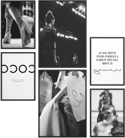 Poster Set - Wanddecoratie Prints - Woonkamer Inrichten - Vintage Coco Runway Stijl - 2x A3 en 4x A4 - Zwart