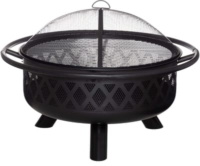 Mustang Vuurschaal met Grillrooster Ø67 cm – Luxe Fire Pit BBQ – Zwart/Brons – 91 cm