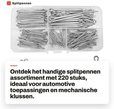 Dailygoods- Splitpennen 220 Stuks - Roestvrij Stalen Assortiment - M1/M1.5/M2/M2.5/M3/M4 - Bevestigingsmateriaal - Voor Auto/Mechanica - Sterke Hold - Bevestigingspennen