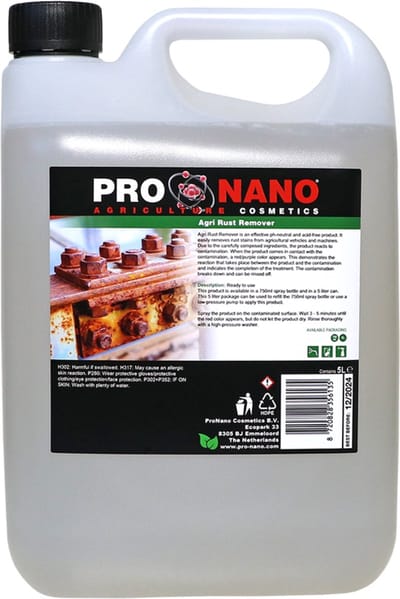 ProNano | ProNano Agri Rust Remover 5L | Roest verwijderaar | Het verwijdert gemakkelijk roestvlekken van landbouwvoertuigen en machines.