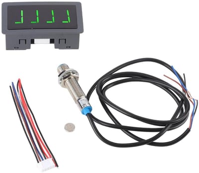 LED Toerenteller - Tachometer RPM-meter - Snelheidsmeting Motoren - Inclusief Hall Sensor - 10-9999rpm - Groen Display
