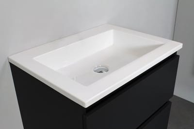Adema Bella badmeubel met acryl wastafel zonder kraangat met 1 deurs spiegelkast grijs 60x55x46cm Zwart mat