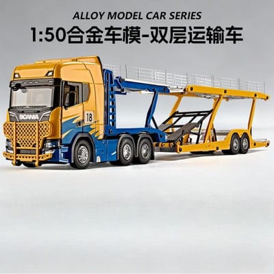 1:50 Scania Dubbeldekker Transportwagen Legering Auto Model Simulatie Schuif Jongens Speelgoed Kinderen's Cadeau