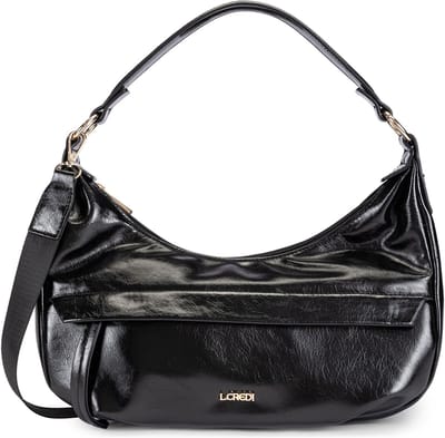 L.CREDI schoudertas Sohanni Hobo Bag Black zwart