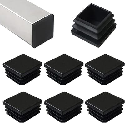 6 Stuks Zwarte Kunststof Vierkante Buiseindstoppen 60x60 mm voor Meubels