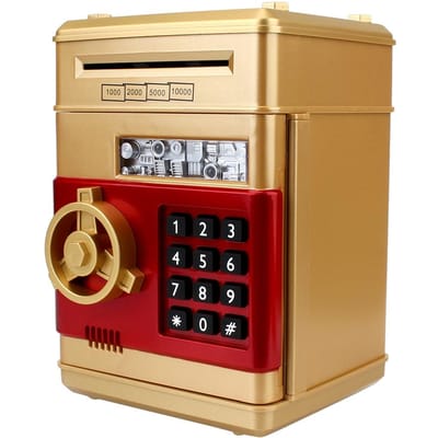 Spaarpotten Geldautomaat Contant Geld Doos Cadeau Voor Kinderen Elektronisch Spaarvarken Gesimuleerde Gezichtsherkenning Automatisch Scrollend Papier Bankbiljet beige