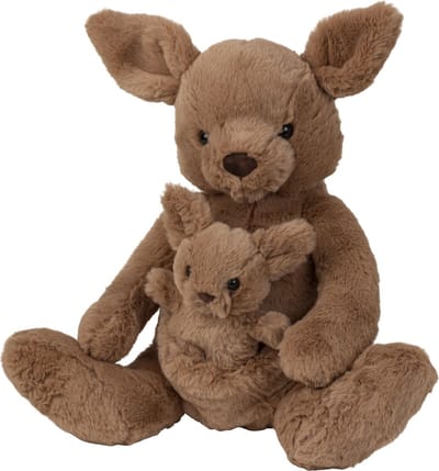 Kangoeroe met baby knuffel van zachte pluche - 38 cm zittend