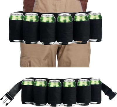 Draagbare Biervest voor 6 Blikjes - Verstelbare Bierriem van Lichtgewicht Oxford Stof, Scheur- en Waterbestendig, Ideaal voor Festivals, Barbecues en Kampeeruitjes