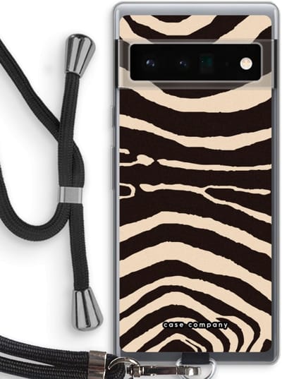Case Company® - Hoesje met koord geschikt voor Google Pixel 6 Pro hoesje met Koord - Arizona Zebra - Telefoonhoesje met Zwart Koord - Bescherming aan alle Kanten en Over de Schermrand
