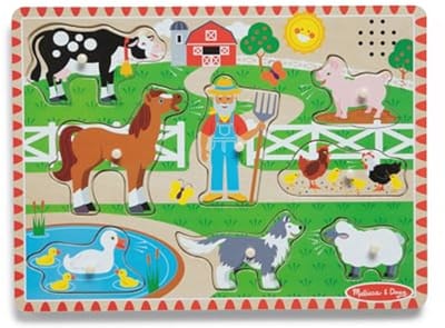 Houten Geluidenpuzzel Old MacDonald's Farm voor Peuters