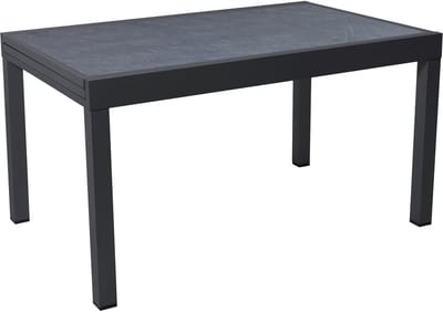 Tuintafel uitschuifbaar - Eettafel buiten - Gezellig buiten eten - Aluminium met marmerlook - 140 tot 280 cm - Zwart