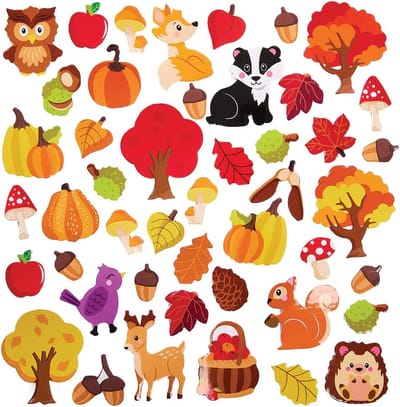 Herfst schuim Stickers - Pak van 100, Stickers voor Kunst en Knutselen, 3D schuim Stickers, 3D Stickers voor kaarten, Papier, Scrapbook en Collage