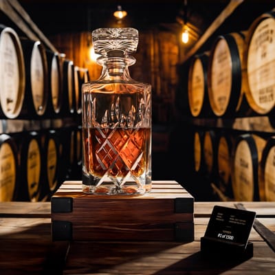 GDLF® Handgemaakte Kristallen Whiskey Karaf Royal in een Luxe Geschenkdoos - Limited Edition of 1500 - Handgemaakt in Italie - Hoge Kwaliteit Kristal - Whiskey Set - Whiskey Karaf inclusief Certificaat - Kado Man - Cadeau voor Man