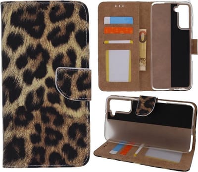 Portemonnee Book Case Hoesje Geschikt voor: Samsung Galaxy S22 - Luipaard Print