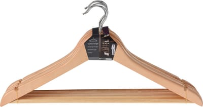 kledinghangers - 6x - hout - met broekstang - kleerhangers - Kledingkast - Kleding opbergen