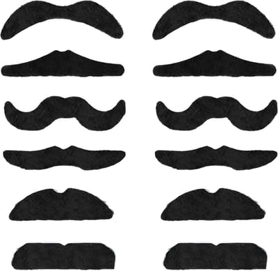 Allecto - Nep snorren set - Verkleedaccessoires - 12 stuks - Carnaval - Plaksnorren voor volwassenen - Diverse stijlen - Geschikt voor feestjes - Z...