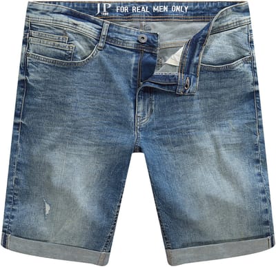 JP 1880 - Heren - Jeans-bermuda FLEXNAMIC® denim buik-fit 5-pocket - Licht blauw denim - Maat 70
