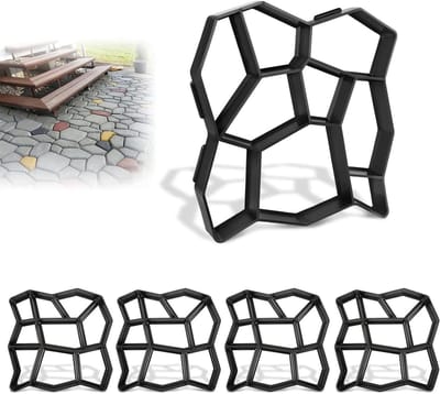 Betonvormen Set - Gietvorm Bestrating - Tuinpad Aanleggen - 9 Kamer Systeem - 43 x 43 x 4 cm - Zwart