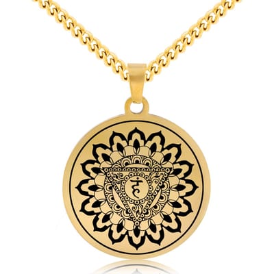 Keel Chakra (Vishuddha) Ketting - Goudkleurig Talisman - Roestvrij Staal - Spiritueel Cadeau - Pax Amare