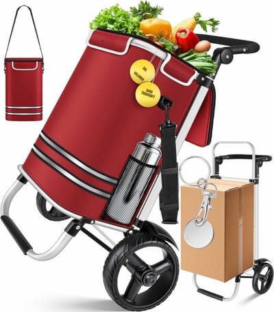 Thuys – Boodschappentrolley Met Koelvak – Boodschappenwagen – Bordeaux – 35cm x 45cm x 101cm