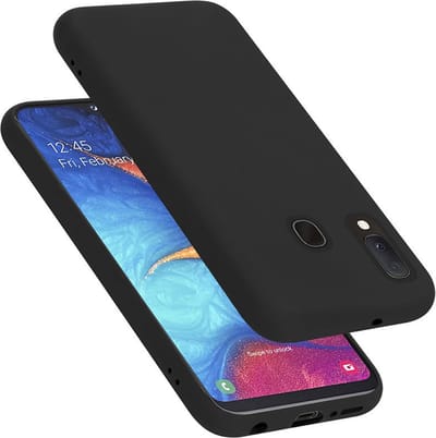 Cadorabo Hoesje geschikt voor Samsung Galaxy A10e / A20e in LIQUID ZWART - Beschermhoes gemaakt van flexibel TPU silicone Case Cover