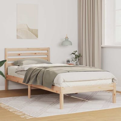 vidaXL - Bedframe - met - hoofdeinde - Bruin - 80 - x - 210 - cm - Massief - grenenhout