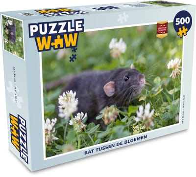 Puzzel Rat tussen de bloemen - Legpuzzel - Puzzel 500 stukjes