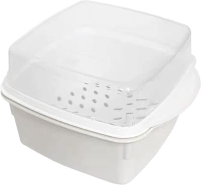 Magnetron Stoompan - Groente Vis - Gezond Koken - BPA-vrij Materiaal - 16 cm - Wit