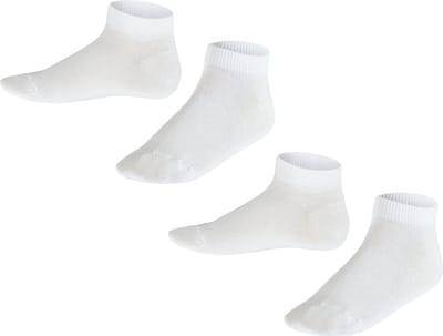 FALKE Happy 2-Pack kort eenkleurig katoen multipack sneakersokken enkelsokken kinderen wit - maat 23-26