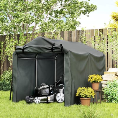 Tuinhuis met Schuin Dak – Gereedschapsschuur - Multifunctionele tuinhuis - Fietsschuur - 220 x 157 x 165 cm - Outdoor Tuinopslag - Voor Achtertuin, Terras en Grasveld - Weerbestendig - Donkergrijs