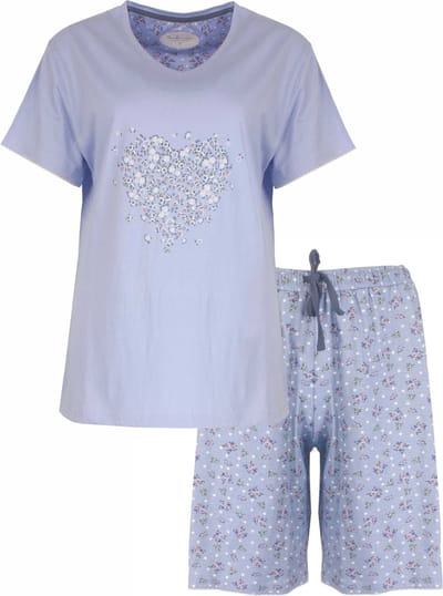 Tenderness Dames Shortama - Pyjama Set - Licht Blauw - Maat S
