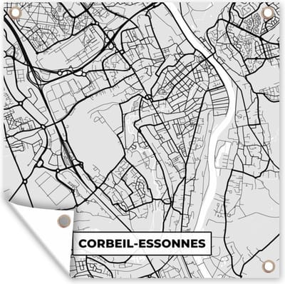 Tuin poster Kaart - Stadskaart - Frankrijk - Corbeil-Essonnes - Plattegrond - 200x200 cm - Tuindoek