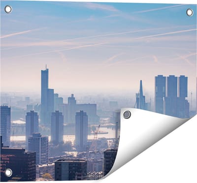 Gards Tuinposter Rotterdamse Skyline - 50x40 cm - Tuindoek - Tuindecoratie - Wanddecoratie buiten - Tuinschilderij
