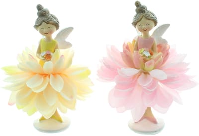Cosy Creations Decoratie figuren bloemenfee - sprookjesfiguur - ballerina - 15 cm set van 2