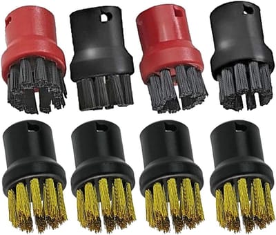 Stoomreiniger Borstels - Reinigingsaccessoires - Grondig Schoonmaken - Set van 8 stuks - 2.54 cm - Zwart Koper