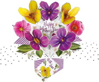 Moederdag Pop-Up Kaart - 3D Kaart Bloemen - Cadeau Geven - Uniek Ontwerp UK - 25x21 cm Uitgevouwen - Multicolor