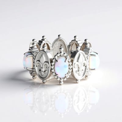 Cavill - Zilveren Ring met 5 Welo Opalen 1,3 ct - 925 Sterling Zilver - Uniek Handgemaakt Design - Ovaal Cabochon - Dames Sieraad
