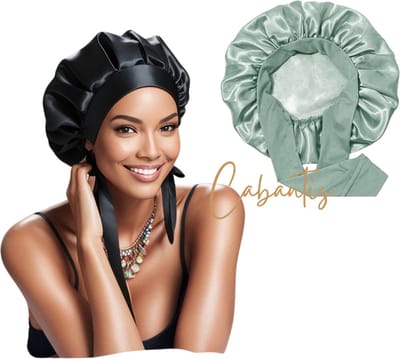 Cabantis® Luxe Satin Bonnet – Voor Krullen & Stijl Haar | Dubbelzijdig, Comfort Fit & Anti-Pluis - Groen & Soft Green