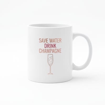 Save Water Drink Champagne Mok – Grappige Quote Cadeau voor Feestliefhebbers – 330 ml Keramische Mok