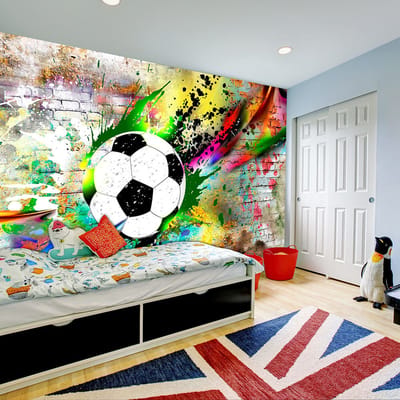 200cm X 140cm - Fotobehang - Urban voetbal, premium print vliesbehang