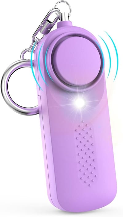 Persoonlijk alarm - 130dB - Beveiligingssirene - Zelfverdedigingssirene - met LED-licht sleutelhanger - voor kinderen, vrouwen, studenten en senioren (paars)