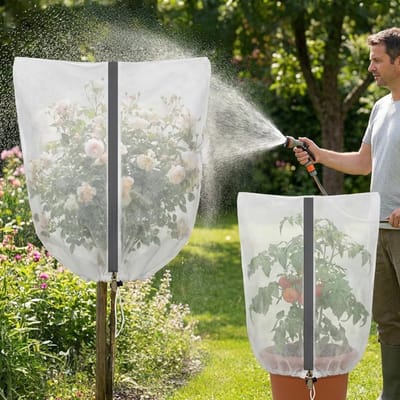 2-pack Herbruikbare plantenbeschermhoezen (met ritsen) — Ademend ontwerp — Houdt vogels & insecten tegen — Weert dieren — Gaasbarrière — Beschermhoezen voor tomaten, komkommers, rozen en meer — 50 x 50 cm