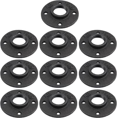 Wandplankhouder 10 stuks - Verbindingsflenzen van gietijzer voor 1 inch, 83 mm diameter, Industrieel en Vintage