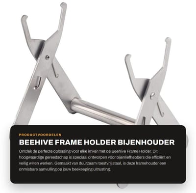 Dailygoods- Bijenkorf Frame Houder - Roestvrij Staal - Handvat - Tool - Bijenteelt Apparatuur - Afmeting 39 x 14 x 10 cm - Bijenteelttool