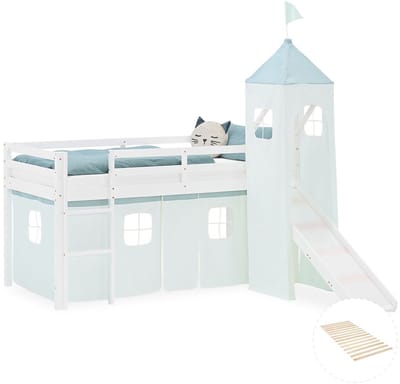 Homestyle4u Hoogslaper - 90x200 cm - Mint - met lattenbodem