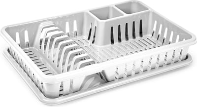 Plasticforte Afdruiprek met lekbak - 45 x 30 cm - wit - Afwassen/afdrogen - Afwasrekken - Kunststof